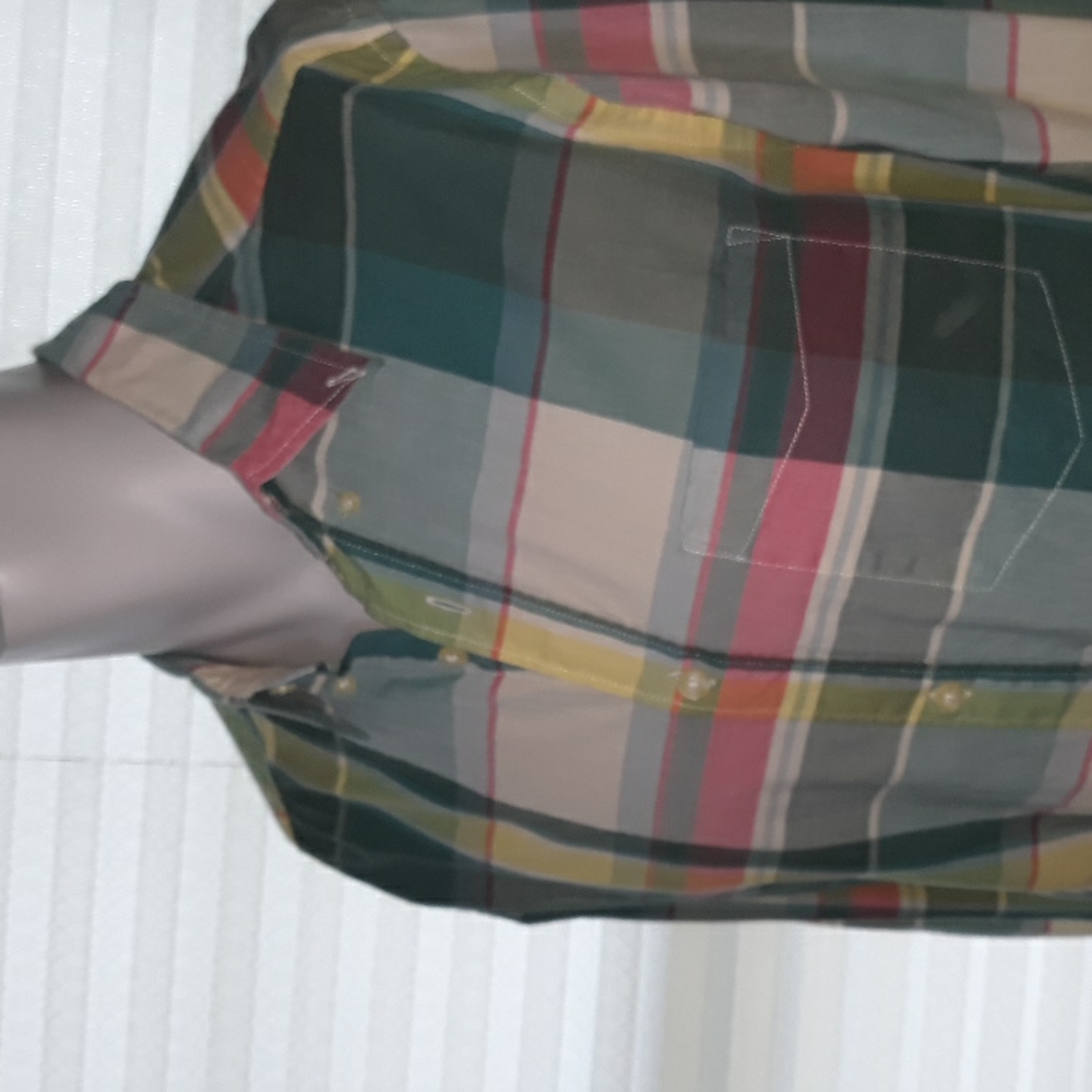 L. O. G. G. by H&M mens pastel pink and green plaid cotton shirt. Size medium